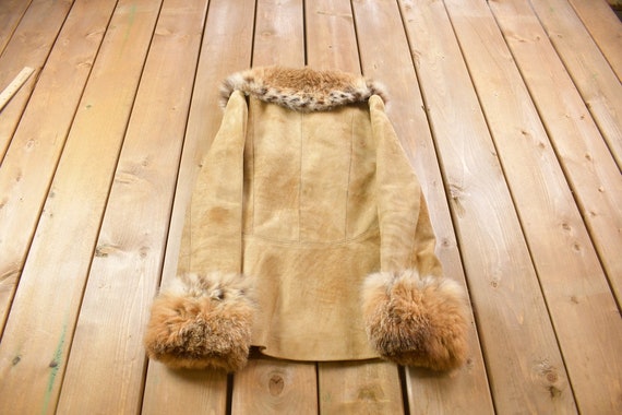 Vintage 1970s Lony G Fur Accent Suede Full Zip Jacket / Fall