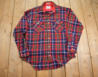 Vintage 1980s Outdoor Exchange Wool Plaid Flannel Button Up Shirt