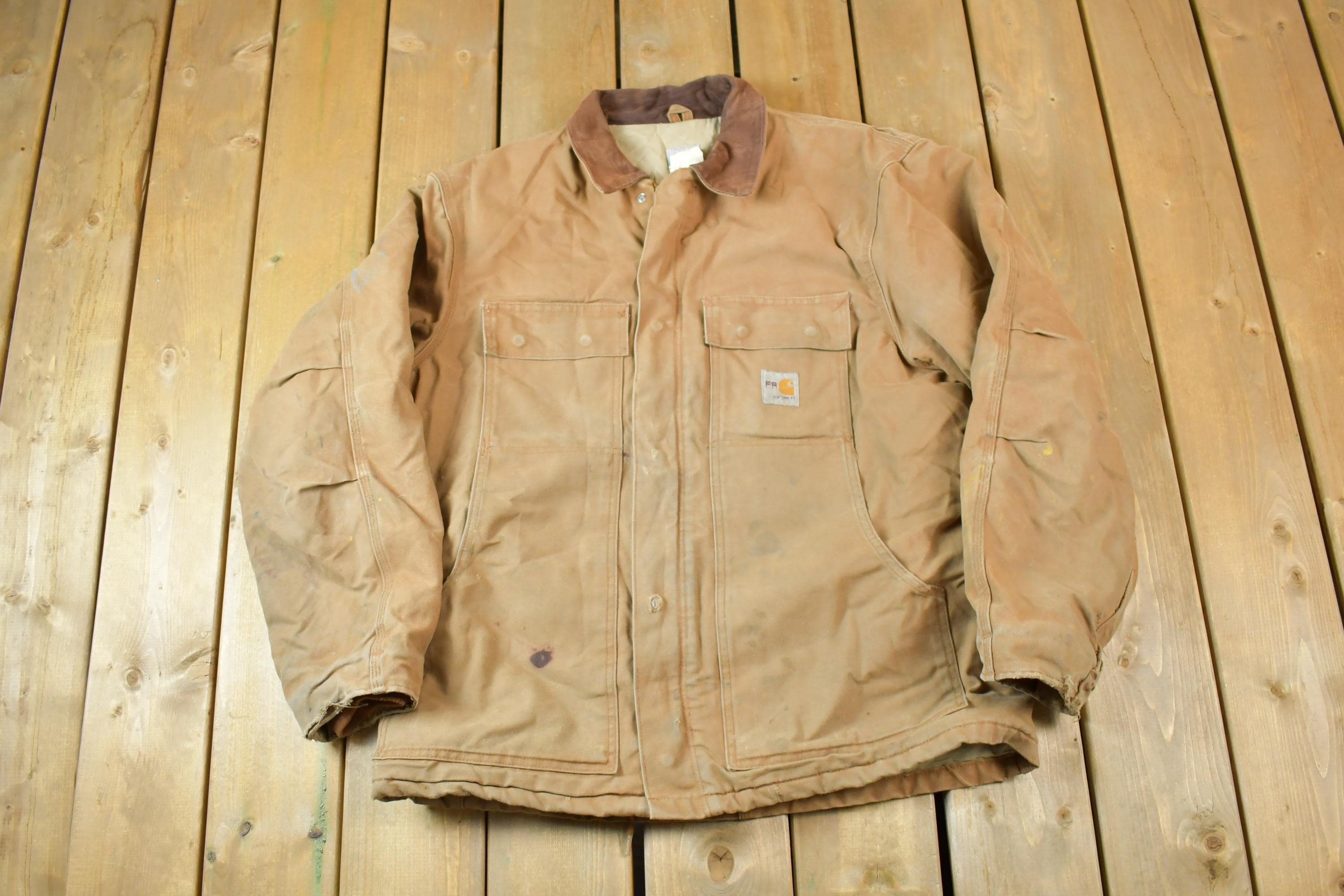 Vintage 1990s Distressed Carhartt Flame Resistant Blanket Lined