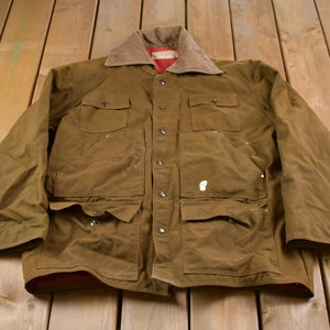 Vintage 1980s Corduroy Collar Chore Jacket / Workwear / Streetwear / Made In USA / 90s Lined Jacket / Distressed / Union Made