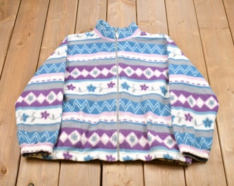 Vintage 1990s Fleece Zip Up Sweater / Sportswear / 90s Fleece Jacket / Streetwear / Athleisure / Hiking