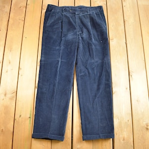 Pantalones plisados de pana azul marino Keithsport de Keithmoor, años 70, talla 38 x 30 / Pantalones / Pantalones de pana vintage / Pantalones de pana / Casuales /