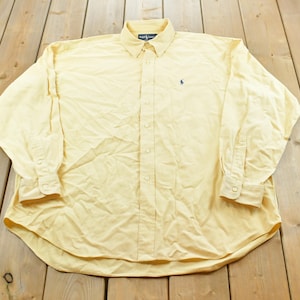 Vintage 1990-tals Polo Ralph Lauren skjorta med knappar, herr 2XL / 90-tals skjorta med knappar / Preppy sommarskjorta / Skjorta med knappar / Blake skjorta