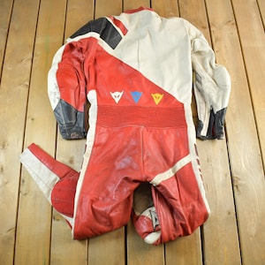 Vintage 1980s Dainese Crono Suit Motorcycle Racing Uniform Coveralls Men's 52 / 90s Leather Motorcycle Jacket / Moto Leather Coat bild 2