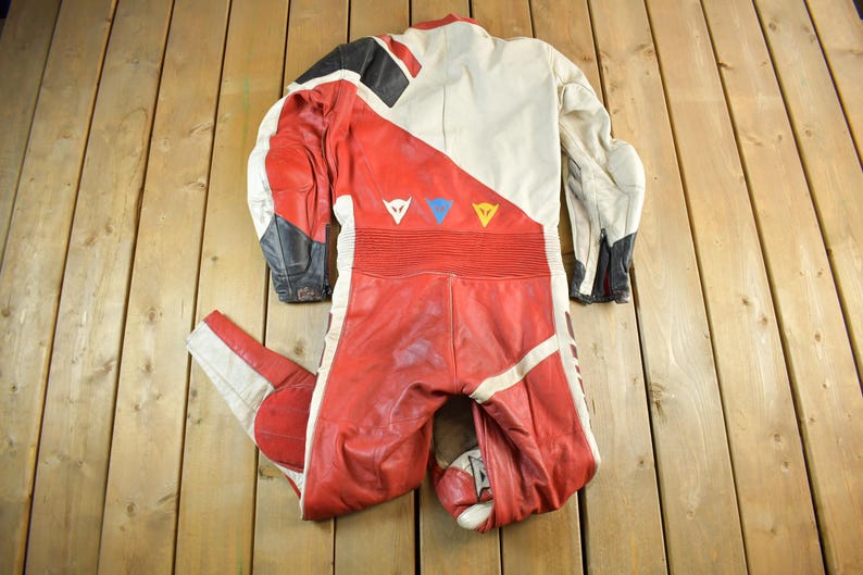 Vintage 1980s Dainese Crono Suit Motorcycle Racing Uniform Coveralls Men's 52 / 90s Leather Motorcycle Jacket / Moto Leather Coat bild 2
