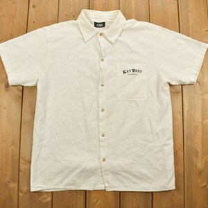 Camicia vintage a maniche corte con bottoni Key West Florida anni &#39;90 / Camicia con bottoni anni &#39;90 / Flanella vintage / Abbigliamento casual / Drago