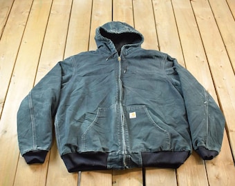 Vintage 1990s Black Carhartt Active Jac Jacket / Workwear / Streetwear / Size XL / 90s / Distressed Carhartt