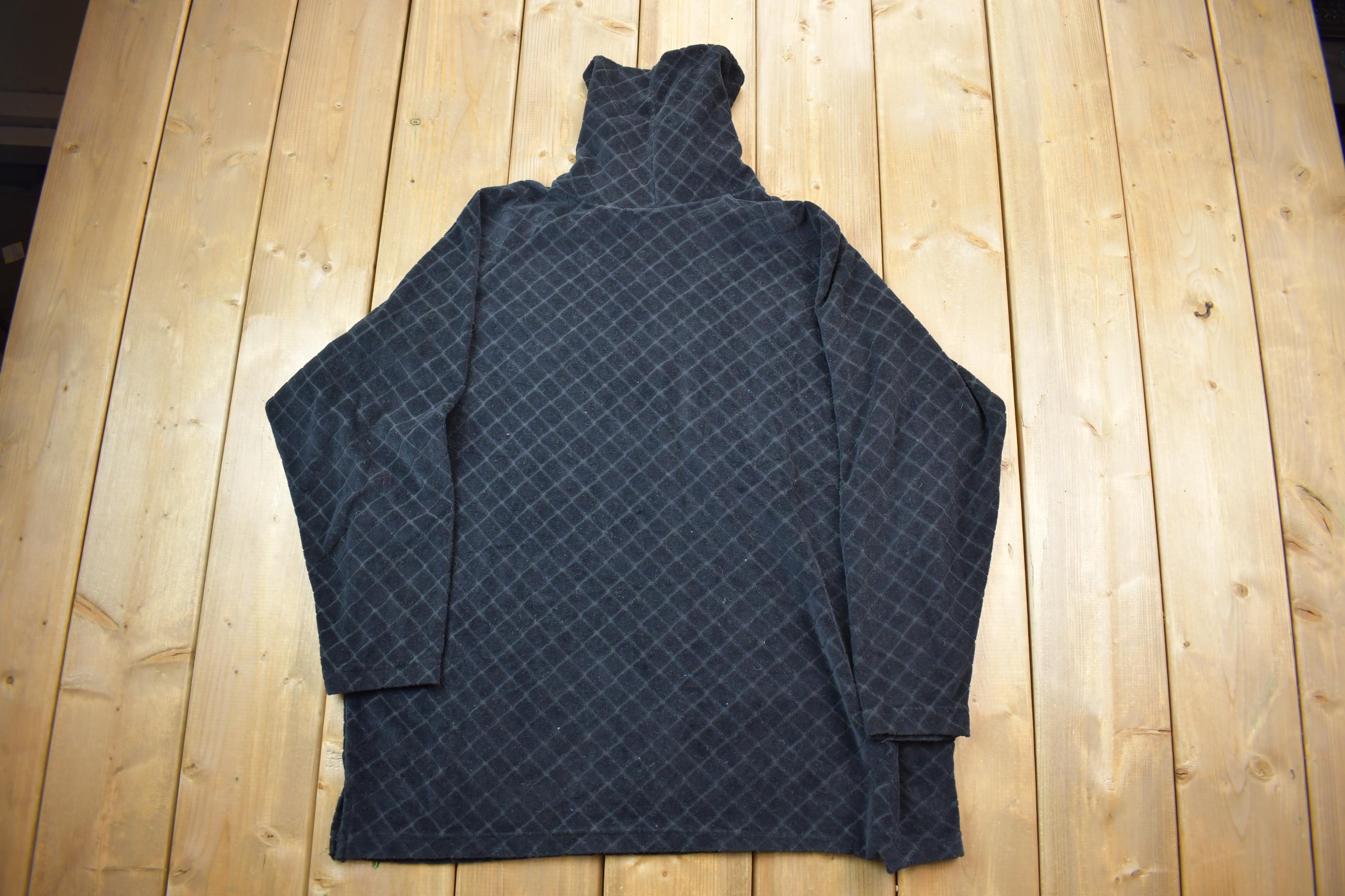 Vintage 1990s Black Turtle Neck Sweatshirt / 90s Crewneck 
