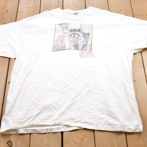Vintage 2002 The Usual Suspects Graphic T-Shirt / Graphic / 80s / 90s / Streetwear / Retro Style / Animal Graphic / Racoon