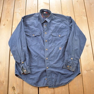 Vintage 1990s Tommy Hilfiger Button Up Shirt / Tommy Hilfiger / Plaid Lined / Streetwear / Athleisure / Vintage Tommy / 90s Style
