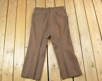 Vintage 1980s Plated Striped Dress Pants Size 34 / Made in USA / American Vintage / Workwear / Streetwear / Vintage Pants
