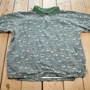 Vintage 1990s Warner Brothers Tasmanian Devil Tools Quarter Button Up Golf Shirt