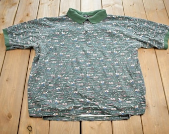 Vintage 1990s Warner Brothers Tasmanian Devil Tools Quarter Button Up Golf Shirt