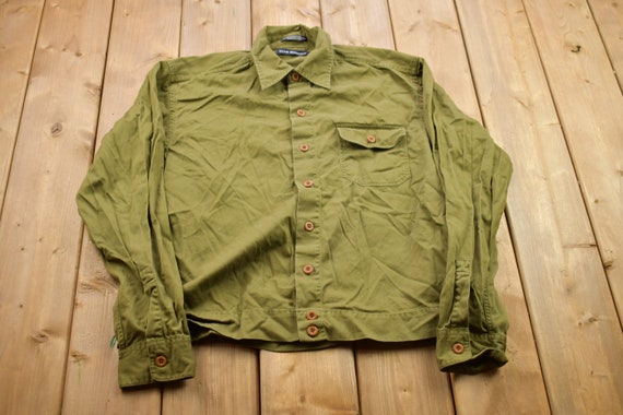 Vintage 1990s Club Monaco Blank Green Button up Shirt / 1990s Button up /  Vintage Flannel / Basic Button up / Vintage Club Monaco - Etsy