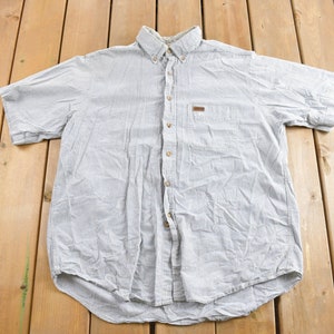 Vintage 1990s Carhartt Rugged Outdoor Wear Striped Button Up Shirt / 1990s Button Up / Vintage Workwear / Short Sleeve / Made In USA