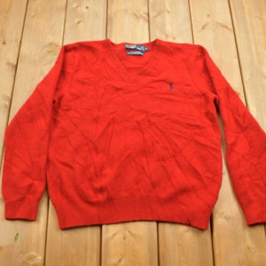 Vintage 1990s Polo Ralph Lauren 100% Wool Knit Sweater / Vintage 90s Crewneck / Vintage Polo / Vintage Knit / Polo Sweatshirt / Red Knit
