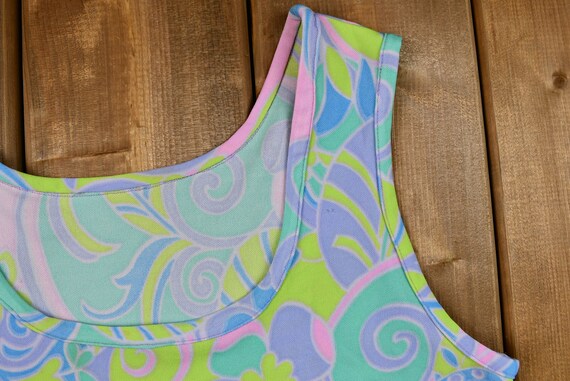 Vintage 1970s Dayglo Paisley Print Polyester Tank… - image 4