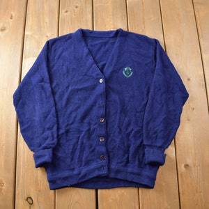 Vintage 1980s Knit Cardigan Sweater / Vintage Cardigan / Button Up / Embroidered / Basics / Essentials / Made in USA
