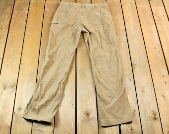 Pantalones de trabajo Carhartt color beige claro, estilo vintage de los años 90, talla 32 x 28 / Pantalones de carpintero de los 90 / Carhartt vintage / Carhartt relajado / Ropa de trabajo vintage