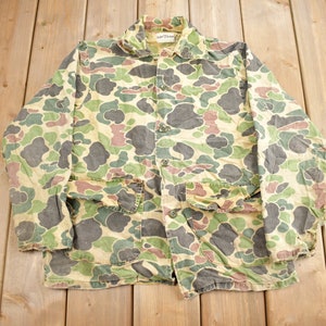 Vintage 1970er Jahre Saf T Bak Duck Camo Button Up / True Vintage / abgenutzt / Überhemd / Jagdhemd / Naturbursche / Made In USA