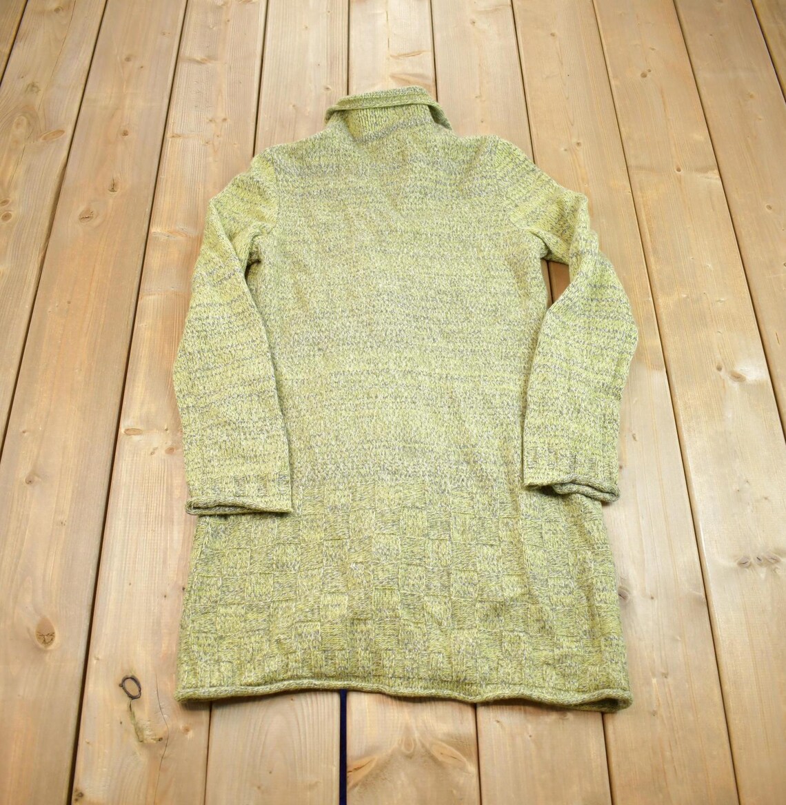 Vintage 1980s Arte Green Knit Long Cardigan Sweater, foto 2 di 5