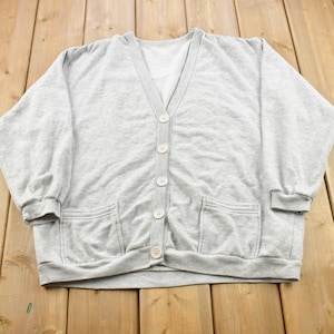 Vintage 1990s Blank Knitted Cardigan Sweater / Vintage Cardigan / Button Up / Essential