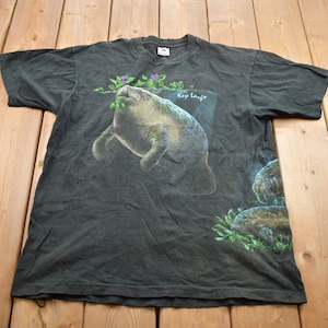 Vintage 1990s Manatee Animal Theme Key Largo Souvenir T Shirt / Streetwear / Made In USA / Vacation Tee / Travel T Shirt / Single Stich