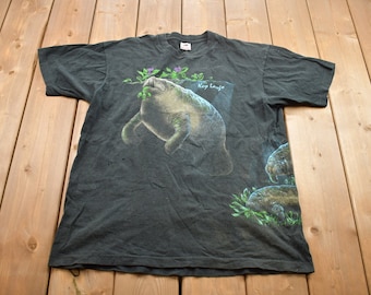 Vintage 1990s Manatee Animal Theme Key Largo Souvenir T Shirt / Streetwear / Made In USA / Vacation Tee / Travel T Shirt / Single Stich