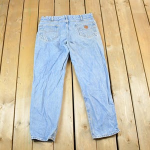 Vintage 1990s Carhartt Denim Work Jeans Size 38 x 32 / 90s Carpenter Pants / Made In USA / Distressed Carhartt / Vintage Workwear