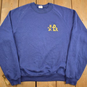 Vintage 1980s Collegiate Blue Sweatshirt  / Sports Sweatshirt / Sportswear / Made in Canada/ Raglan / 80s