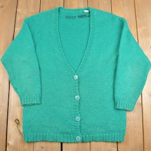 Vintage 1980s Mohair & Acrylic Knit Cardigan Sweater / True Vintage / Button Up / Solid / Sweatshirt / 1980s Cardigan