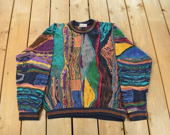 Vintage 1990s Coogi 3D Knit Abstract Crewneck Sweater Men's Medium