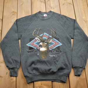 Moletom vintage de gola redonda com estampa de veado de cauda branca dos anos 90 / Souvenir / Moletom vintage / Homem ao ar livre / Moletom com estampa de veado / Fabricado nos EUA