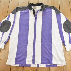 Vintage 1990s St Johns Bay Striped Rugby Polo Shirt Men's XL / 90s Streetwear / Ivy League / Preppy / Golf Shirt / Casual Button Up