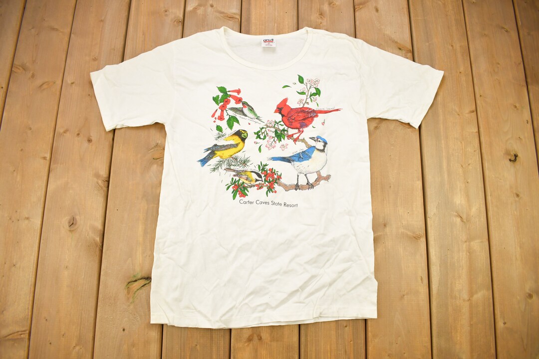 Vintage 1990s Carter Caves State Resort Bird Theme Graphic Women's T ...