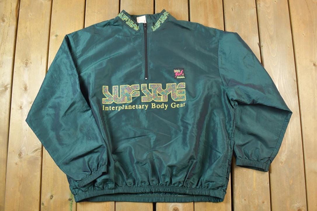 Vintage 1990s Surf Style Quarter Zip Super Light Windbreaker