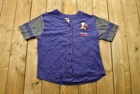 Vintage 2001 Tweety Bird Embroidered Button Up T-… - image 1