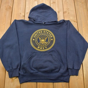 Vintage 1990s United States navy Graphic Hoodie / 90s Hoodie / Vintage Sweater / Made In USA / US navy / Military Sweater / Vintage navy