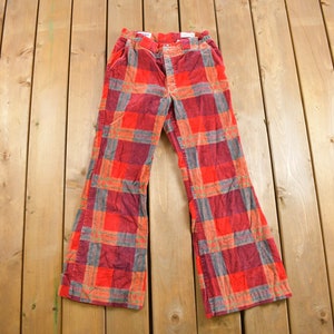 Vintage 1970s Wright Flared Plaid Pants Size 28 x 27.5 / Flared Trousers / 70s Flares / Streetwear / Made In USA / True Vintage Flares