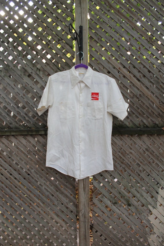 Vintage Button Up / Work Shirt / Coca Cola Patch /