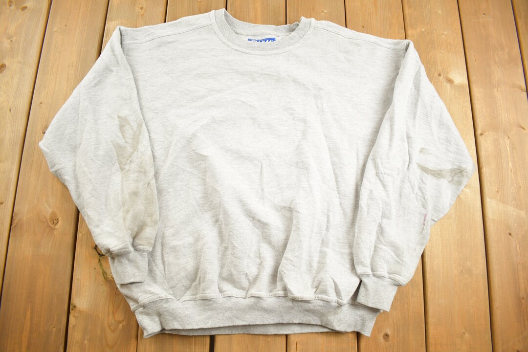 PLUMA OUTDOORS plain blank sweatshirt, men's size L cotton gray type Vintage Second Hand