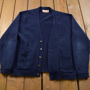 Vintage 1980s Thermax Puritan Knitted Cardigan Sweater / Vintage Cardigan / Button Up / Abstract Pattern