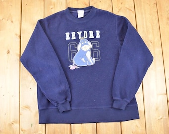 Vintage 1990s Winnie The Pooh Eeyore Embroidered Fleece Disney Crewneck Sweater Men's L / Vintage Mickey Mouse Sweatshirt / Cartoon Sweater