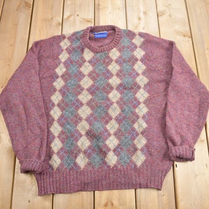 Vintage 1990s Pendleton Country Traditional 100% Virgin Wool Knit Crewneck Sweater / Pendleton Sweatshirt / Country Traditional