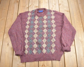 Vintage 1990s Pendleton Country Traditional 100% Virgin Wool Knit Crewneck Sweater / Pendleton Sweatshirt / Country Traditional