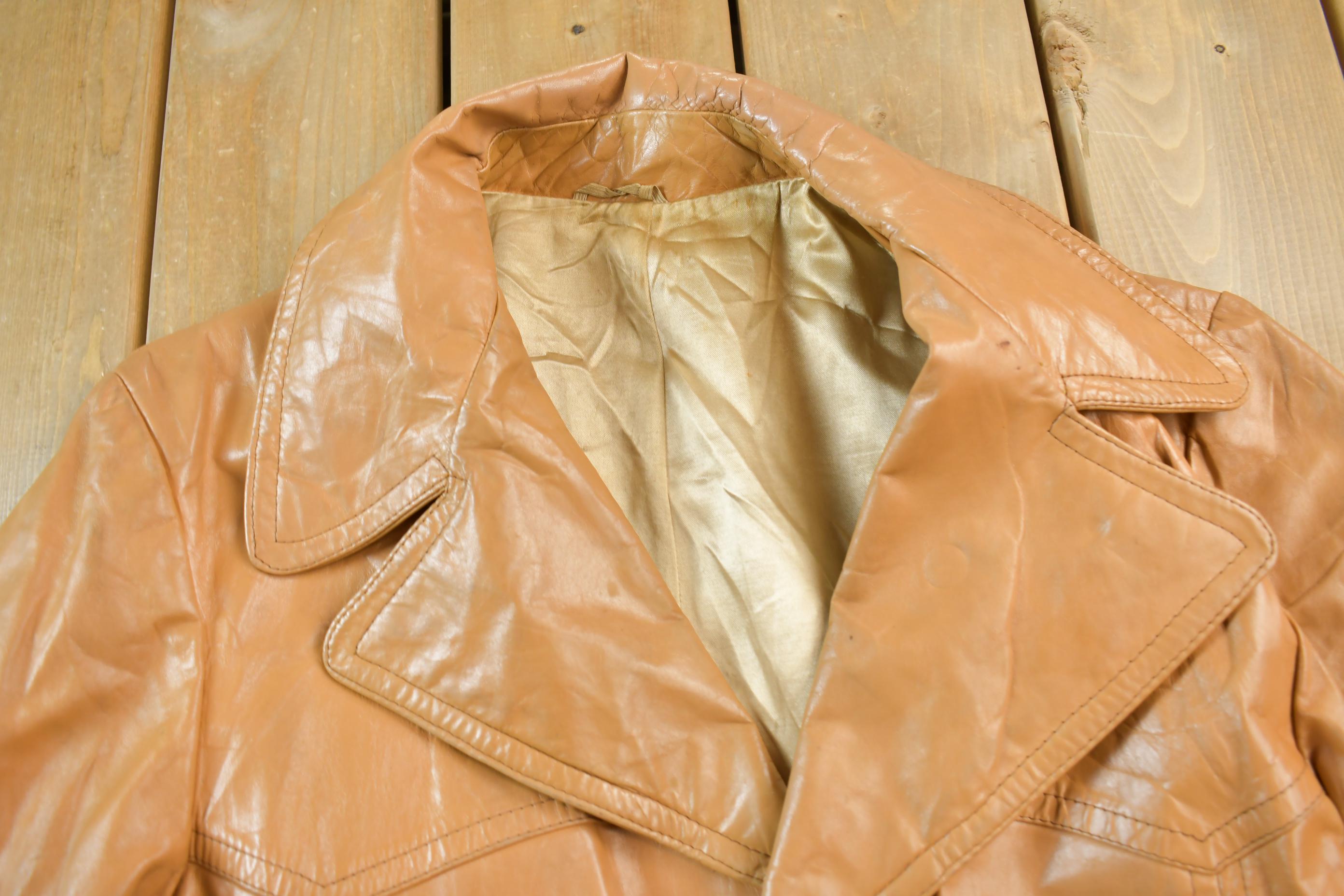 ジャケット・アウター William Barry 70s Leather Shirt Vintage Vintage William Barry Dark Brown Leather Jacket Coat 42 Zip