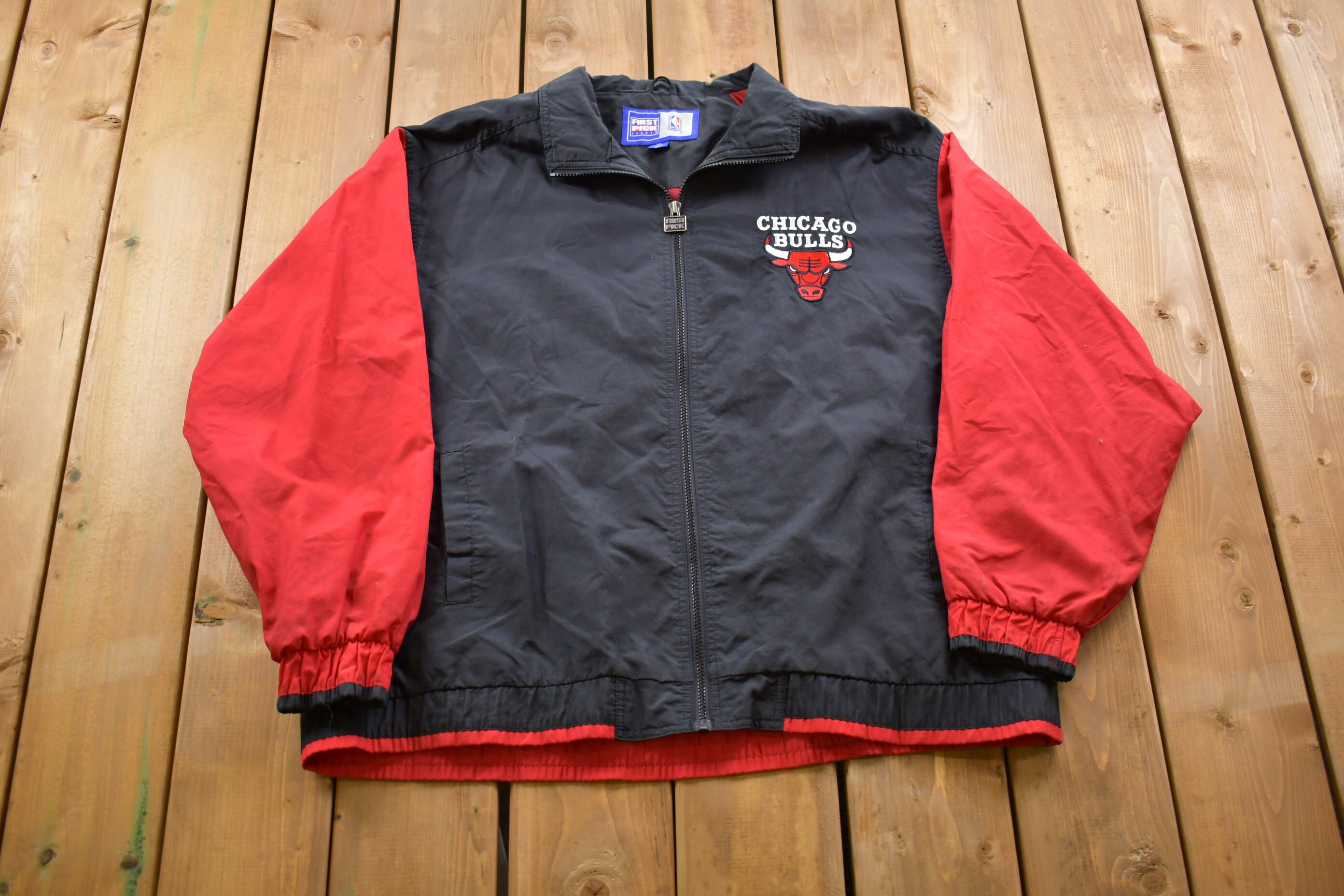 Vintage 1990s Chicago Bulls NBA Full Zip Windbreaker Jacket Team Logo Athletic Spring Summer Sportswear Streetwear Athleisure Etsy Ireland