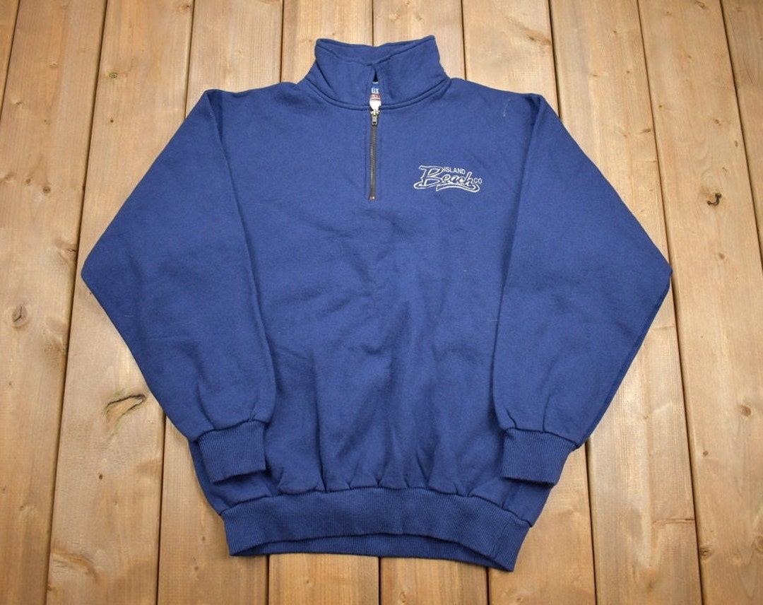 Vintage 1990s 'island Beach Co' Quarter Zip Sweatshirt / 90s Crewneck ...