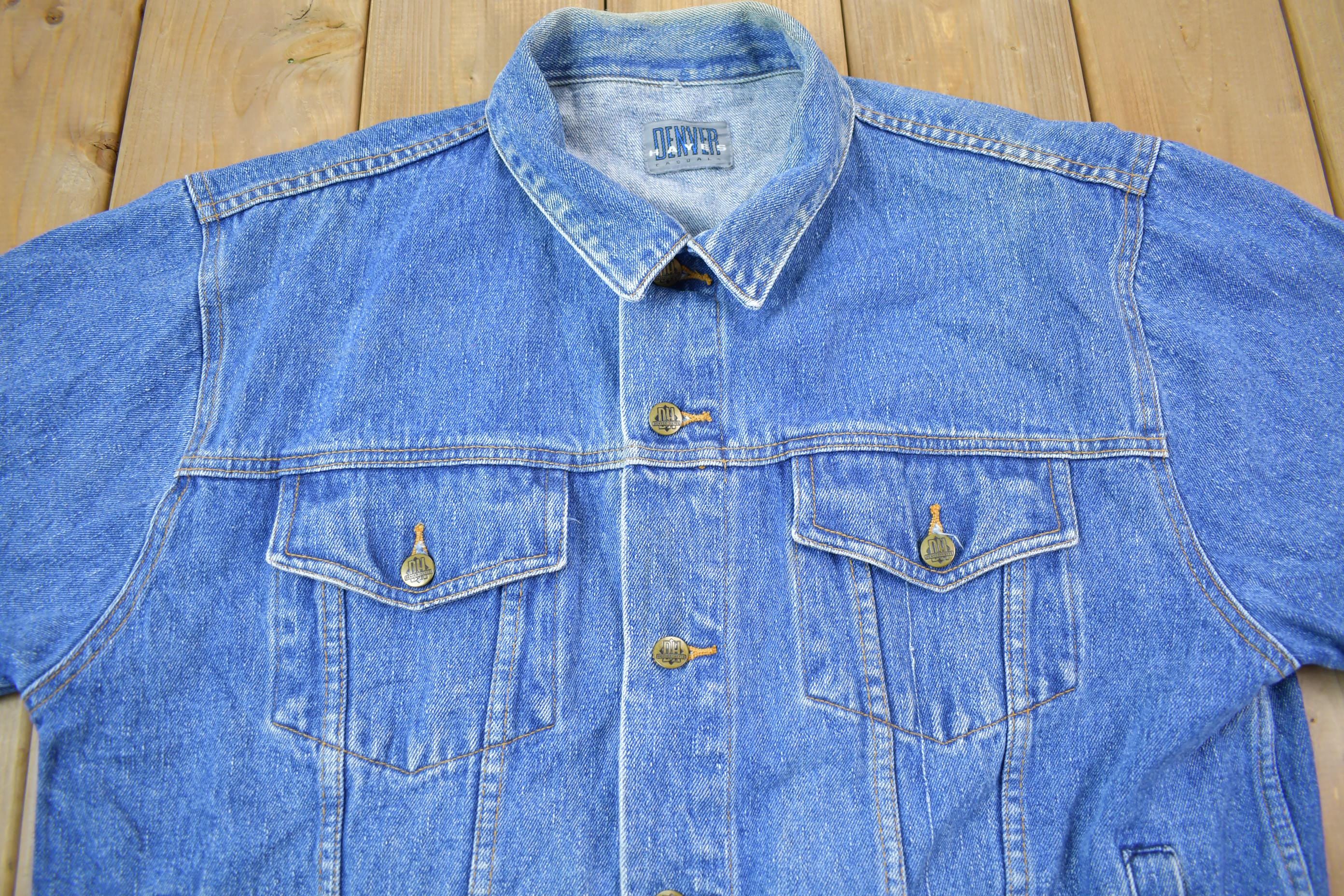 Vintage 1990s Denver Hayes Button Down Jean Jacket Size Large 