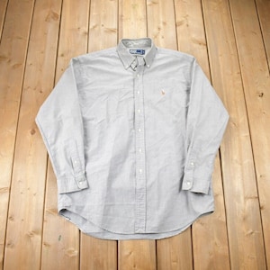 Vintage 1990s Polo Ralph Lauren Grey Dress Shirt / 1990s Ralph Button Up / Custom Fit Shirt / Formal Wear / Vintage Polo